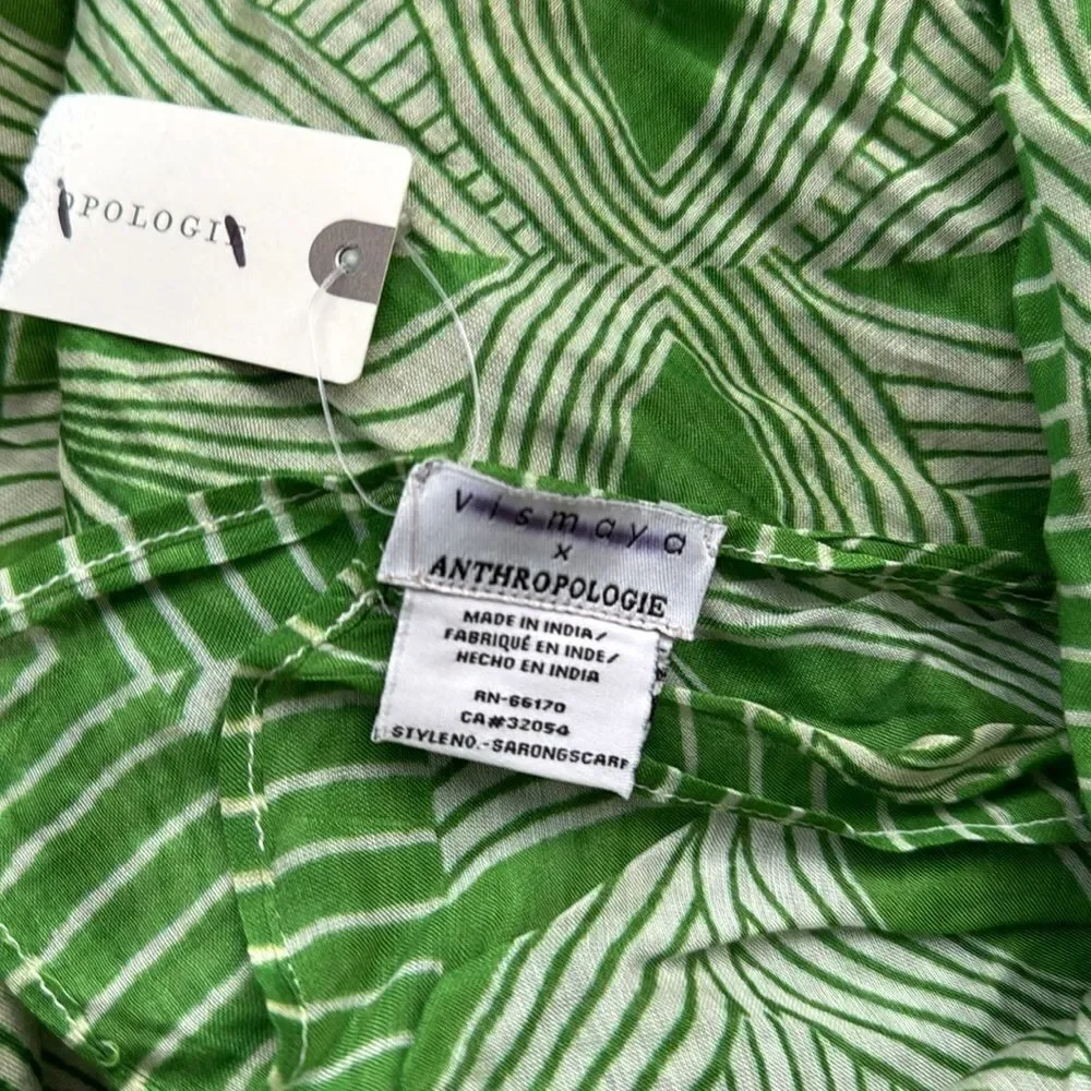 Anthropologie X Green Patterned Scarf Vismaya Floral